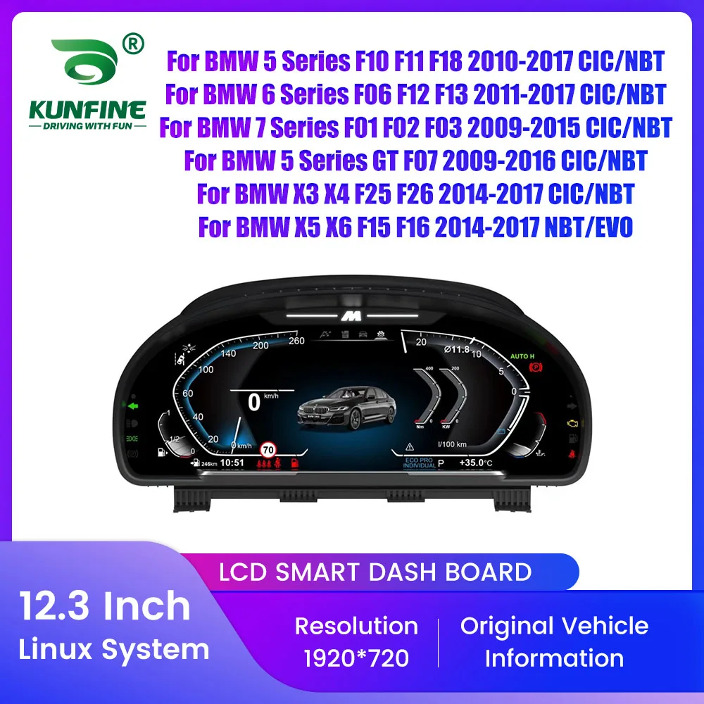 

For BMW 5 6 7 Series F01 F02 F03 F06 F07 F10 F11 F12 F13 F15 F16 F18 F25 X3 X4 X5 X6 Linux LCD Digital Dashboard Cluster 12.3"