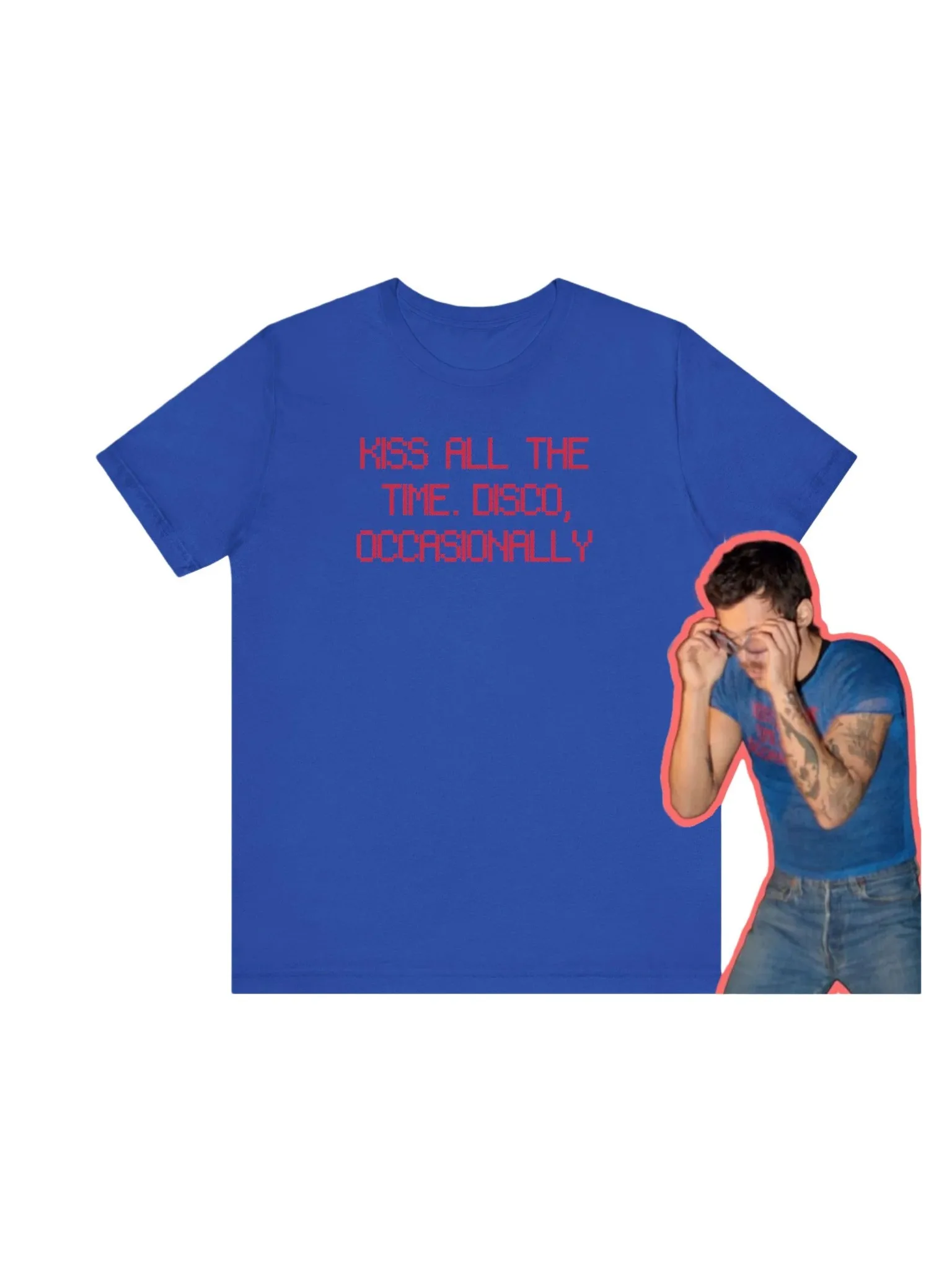 Nieuw album Kiss All The Time. Disco Occasioneel bedrukt katoenen shirt Harry Styles T-shirts Zomer O-hals T-shirt Fan Gift Unisex - afbeelding 2