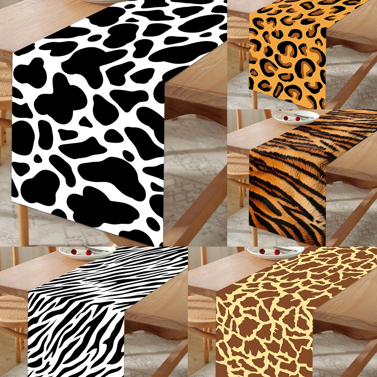 Animal Leopard Print Table Runner Zebra Cheetah Table Cover Jungle Safari Wild One Birthday Party Supplies Kids 1st Party Decors