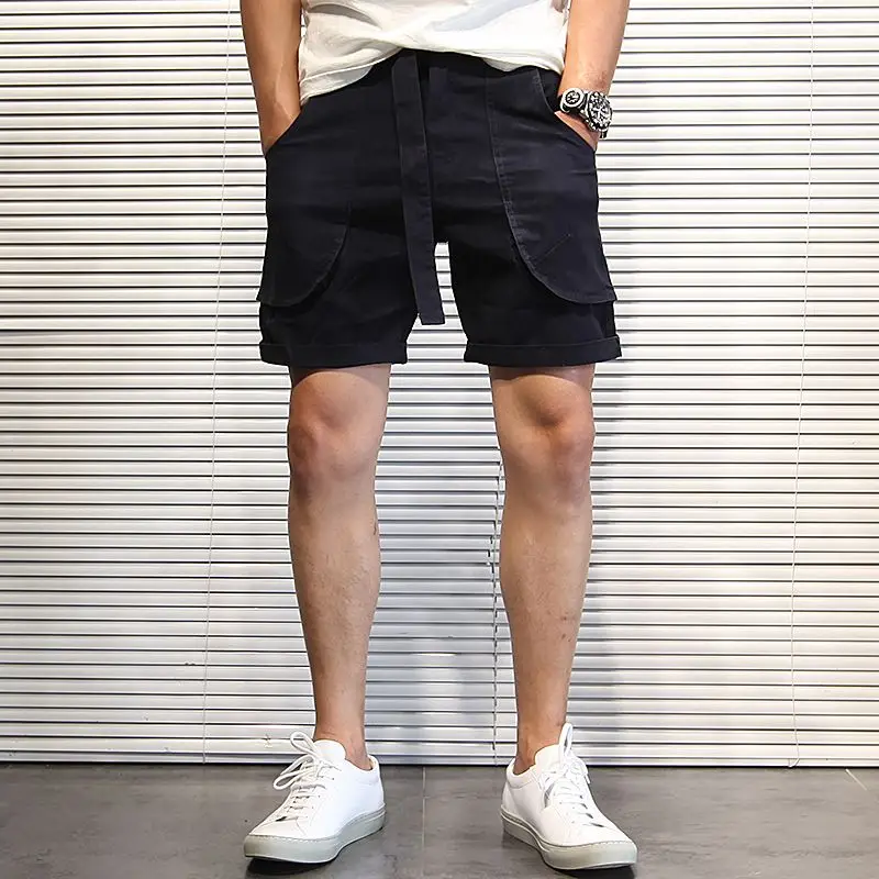 Short Pants For Men With Pockets Mens Cargo Shorts Wide Loose Green Baggy Solid Y2k Elegant Wholesale Vintage Cotton New In