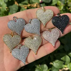 5pcs/lot Classical Heart Pendant Zirconia Paved Charms 25x26mm for Hand Making Custom Bracelets Jewelry Accessories