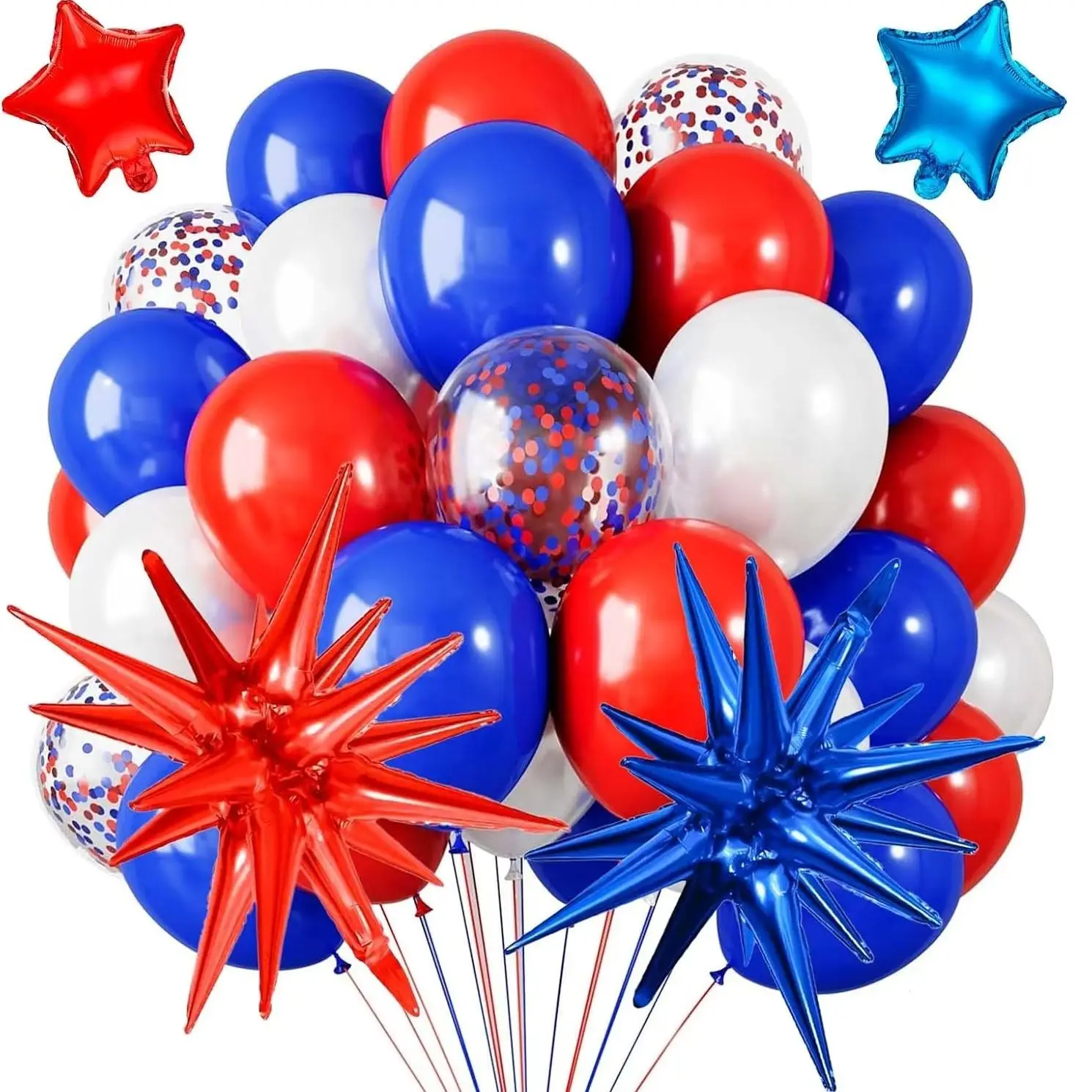 Rot-Weiß-Blaue Luftballons mit Konfetti-Ballons Boom Star Set für Unabhängigkeitstag Geburtstagsfeier Dekorationen