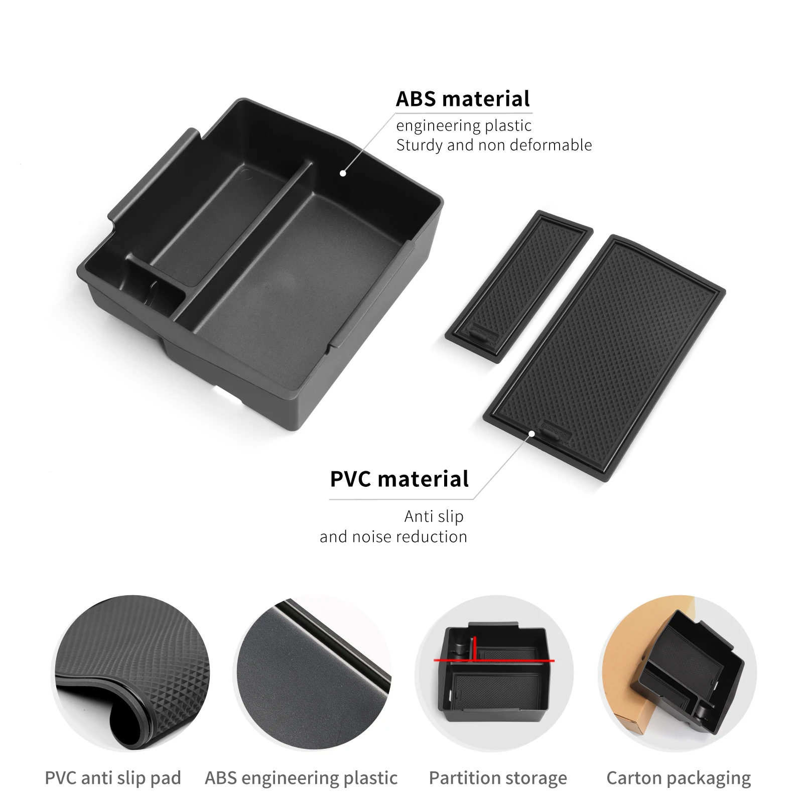 Mittelkonsolen-Organizer für Subaru Forester 2025-2026 – Armlehnen-Aufbewahrungsbox mit rutschfester Matte, Einsteck-Absatzteil aus ABS für den Innenraum – Detail 6