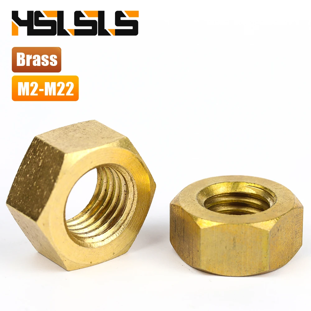 1-50pcs Brass Metric Coarse Thread Hexagon Nut Fasteners M1 M1.2 M1.4 M2 M2.5 M3 M3.5 M4 M5 M6 M8 M10 M12 M14 M16 M20 M22