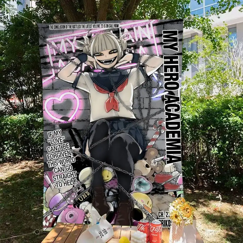 Himiko Toga Boku No Hero Academia Anime Small Size Cheerleading Banner Hand Pulled Flag Outdoor Atmosphere Flags