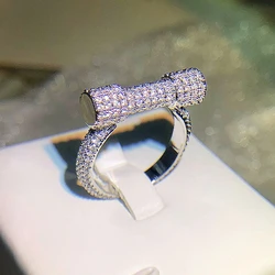 Huitan Modern Fashion Women Ring Full with Cubic Zirconia Bling Bling Girls Finger Accessories Wedding Party Luxury Jewelry New