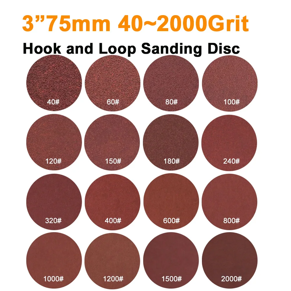 Weiyi 3inch 75mm 40~2000grit Sanding Discs Round Shape Sandpaper Hook Loop Sand Paper Abrasive Polishing Tool For Rotary Tool