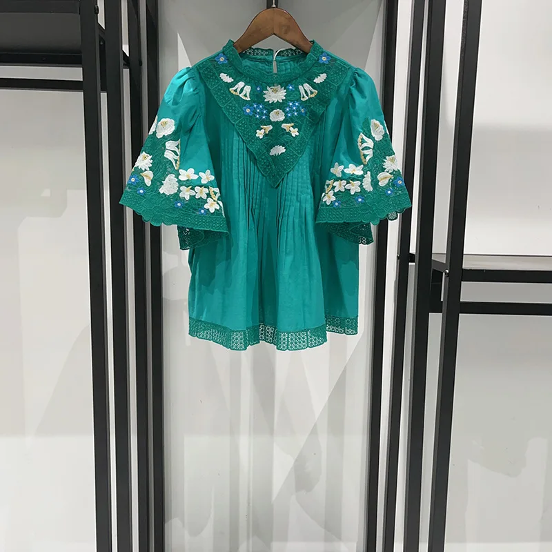 2025 가을 캔트 페ople 빈티지 셔츠 레이스 퍼프 소매 여성 캐주얼 탑