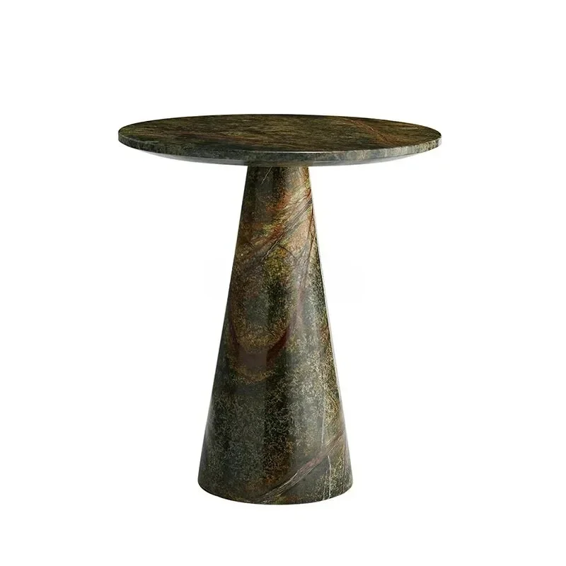 Light luxury natural marble green round edge table bedside table small coffee table