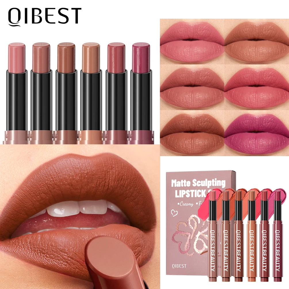

QIBEST Velet Matte Sculpting Lipstick Makeup Sets Long Lasting Moisturizing Lipstick Pen Nourishing Lip Stain Hydrating Lip Tint