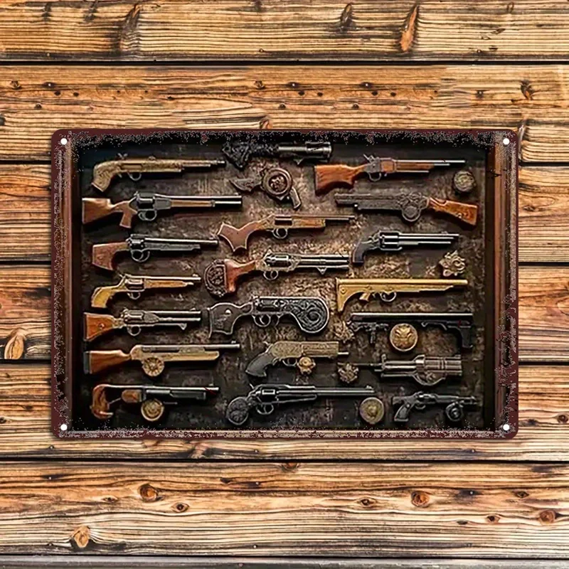 

Elegant Vintage Firearms Aluminum Metal Sign - 8x12 inches Wall Decor for Living Room, Bedroom, Office, or Bar