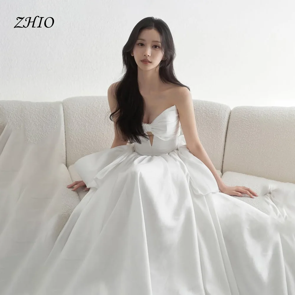 

ZHIO Exquisite Sweetheart Collar Wedding Dress Sleeveless Bow Ball Gown Korea Wedding Dress Photo Shoot 웨딩드레스 Customized