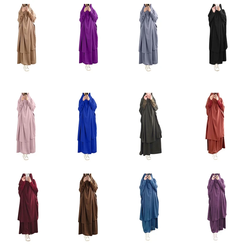 Women Hooded Muslim Hijab Dress Eid Prayer Garment Jilbab Abaya Long Khimar Full Cover Ramadan Gown Abayas Islamic Clothing