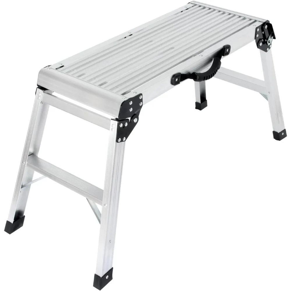 

Aluminum Work Platform with Handle Step Ladder Heavy Duty Foldable Step Stool 330 Lbs Capacity