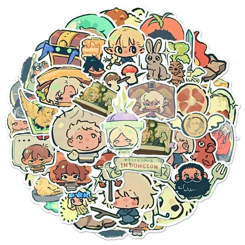 

48pcs Delicious in Dungeon Anime Stickers Marcille Laios Sticker Children Supplies Waterproof Bookmark Diy Phone Gift Collection