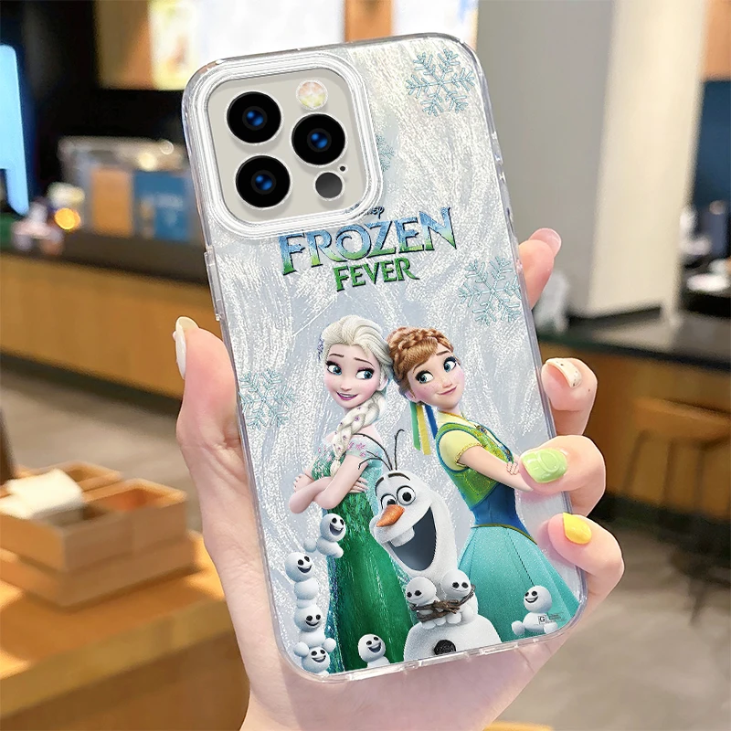 Disney Frozen Camlet Laser Phone Case for iPhone 16 15 14 13 12 11 Pro Max XR XS X 8 7 6S 6 Plus SE 2020 2022 Hard Cover Funda