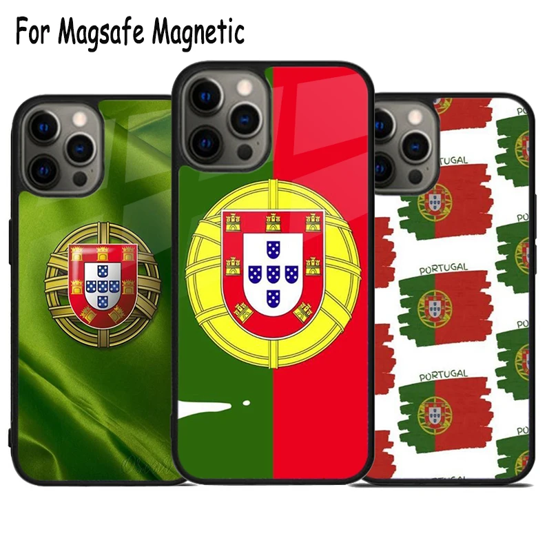 Portugal Flag Portuguese Wireless Charge Magsafe Phone Case For iPhone 15 16 14 13 11 12 Pro Max Plus Magnetic Bumper Cover