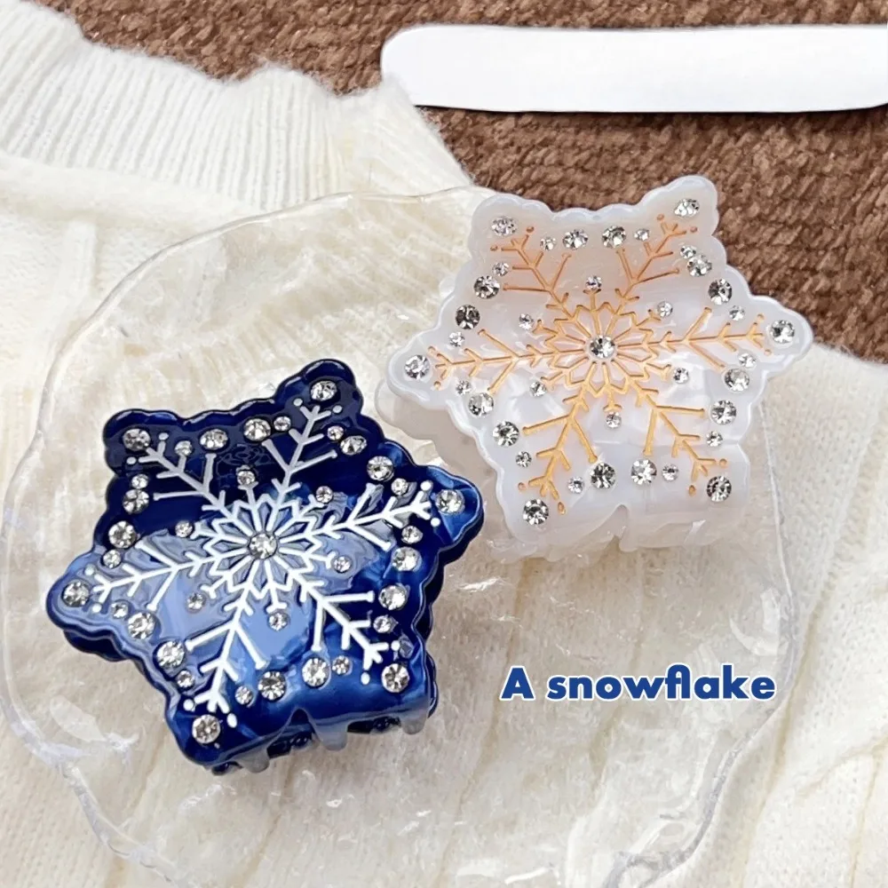 

Simple Fashionable Snowflake Delicate Hair Clip Rhinestone Polka Dot Diamond Acetate Hair Accessory Versatile