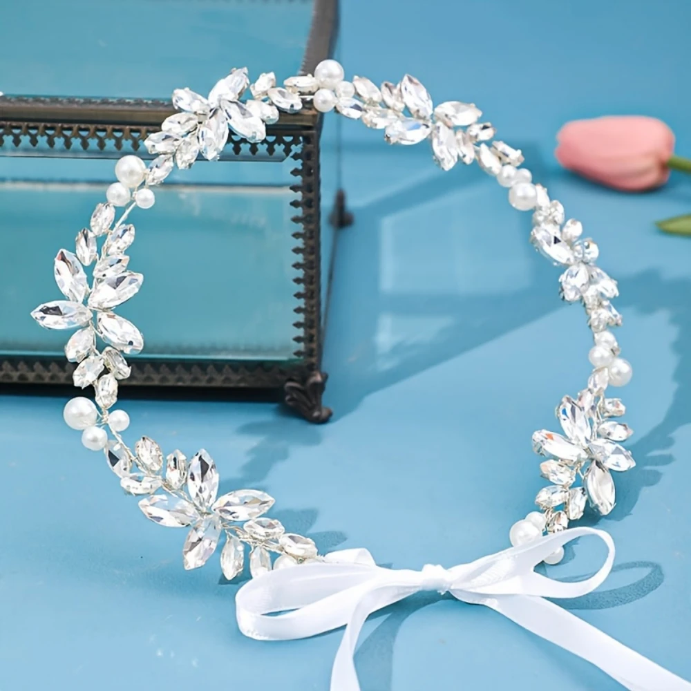 

Повязка для волос ручной работы с кристаллами и жемчугом, ободок для волос для женщин, аксессуар для вечеринок, свадеб, украшение для волос, подарок