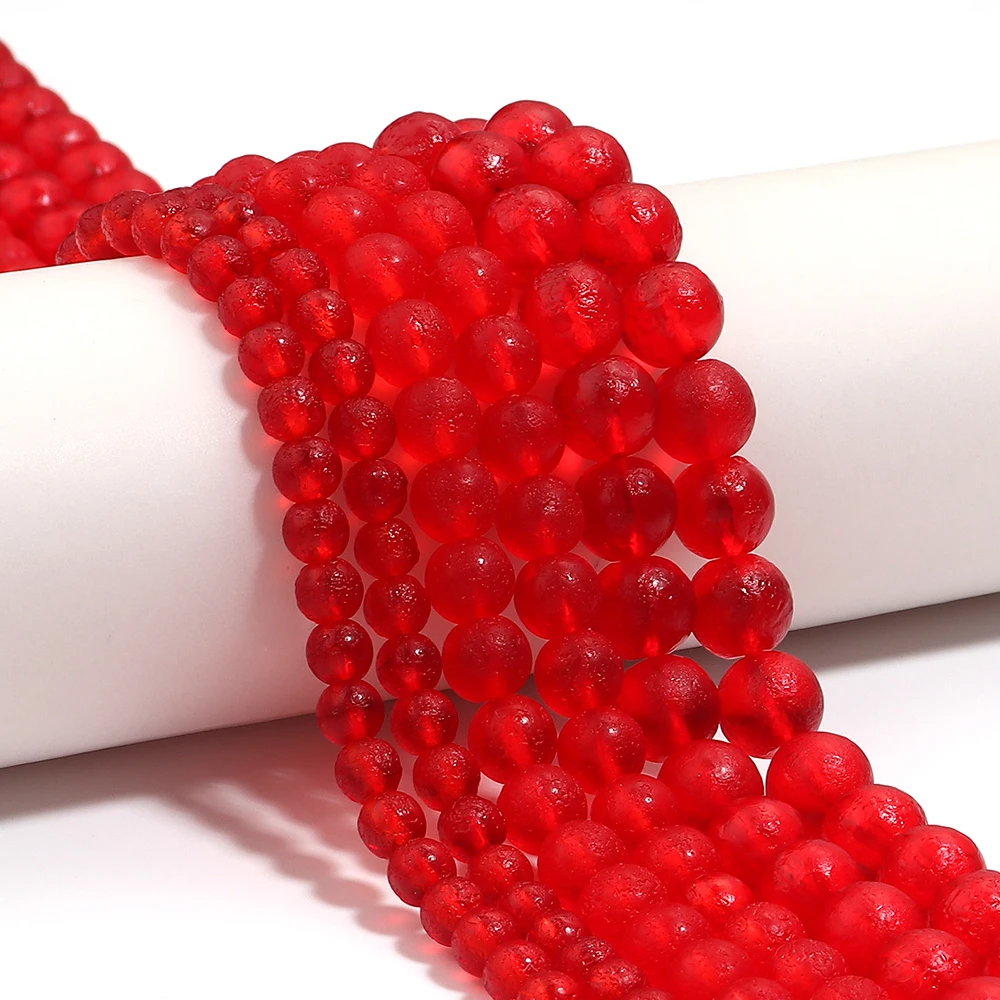 Natural Stone Beads Czech Meteorite Red Glass Round Loose Beads For Jewelry Making DIY Bracelet Accessories 15'' 6/8/10mm