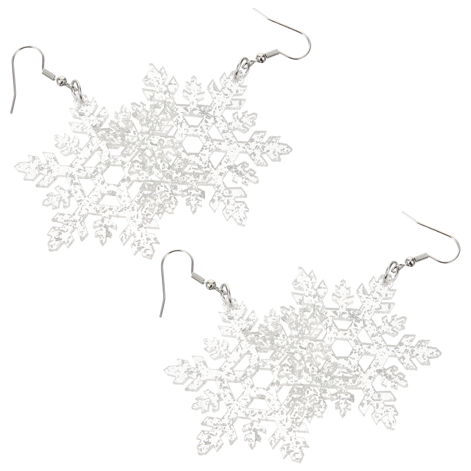 2 pares de brincos de prata floco de neve lantejoulas amuletos de gota de Natal joias da moda para mulheres miss
