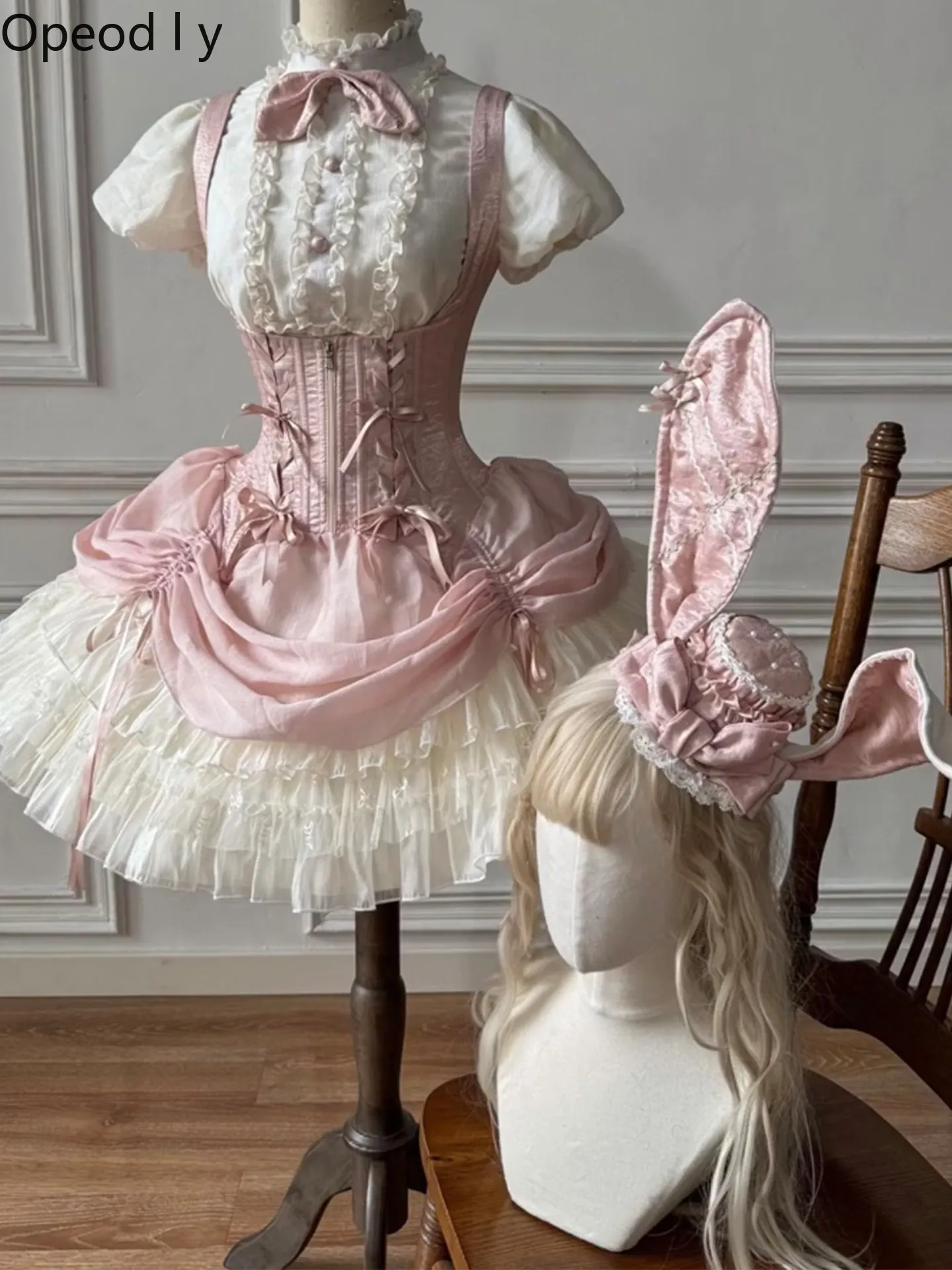 

Sweetheart Girl Japanese Original Lolita Pink Dress Birthday Party Tea Party Dress Flower Wedding Fluffy Princess Dresses