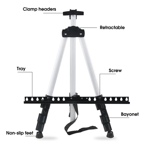 Imagen 2 del producto Caballete de boceto de Metal ajustable portátil, dibujo de bocetos para suministros de arte de artista, soporte, caballete de viaje plegable, estante con bolsa para exteriores