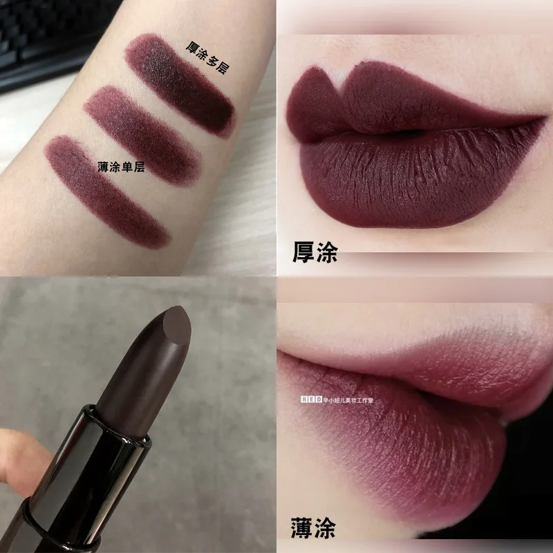 Eur american mattes Gesicht Lippenstift dunkel violett dunkel violett schokoladen brauner Lippenstift feuchtigkeit spendend und lang anhaltende Farb verriegelung