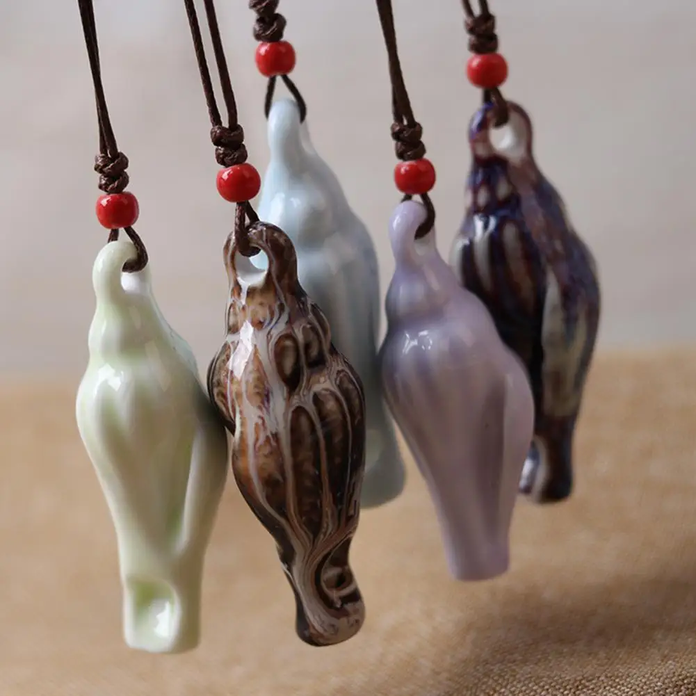 Pendant Necklace Ceramics Retro Neck Ornament Jewelry Accessory Ceramic Conch Whistle Long Necklace DIY Ceramic Fashion Necklace