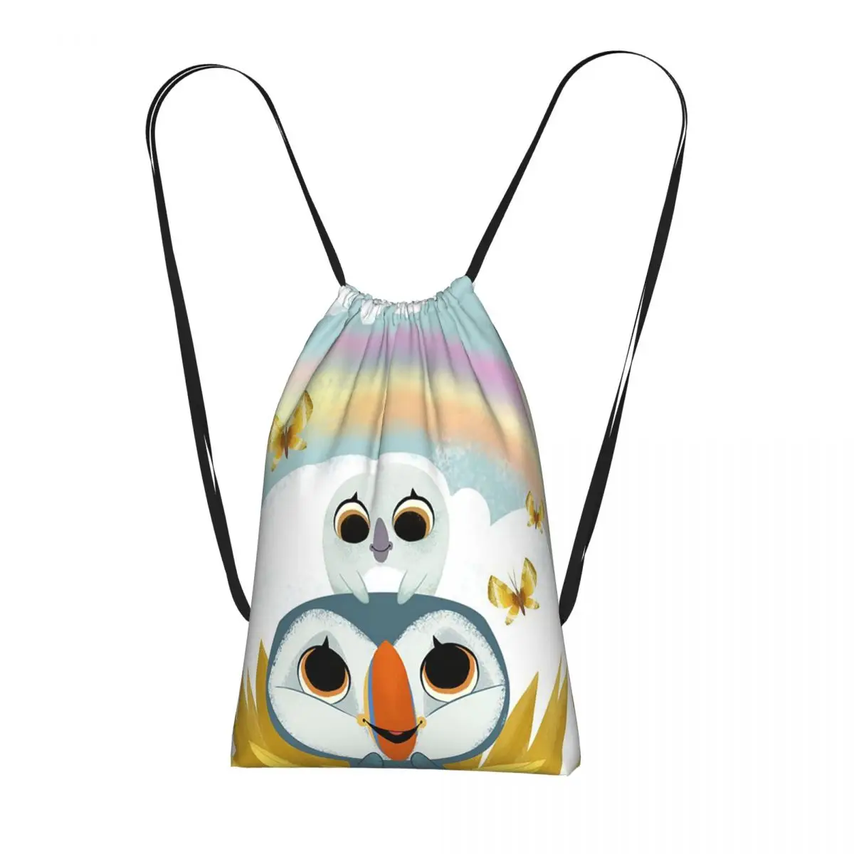 

Puffin Rock And New Friends Cartoon Animation Backpacks Multi-function Drawstring Bags Sports Bag Book Bags for Travel Students