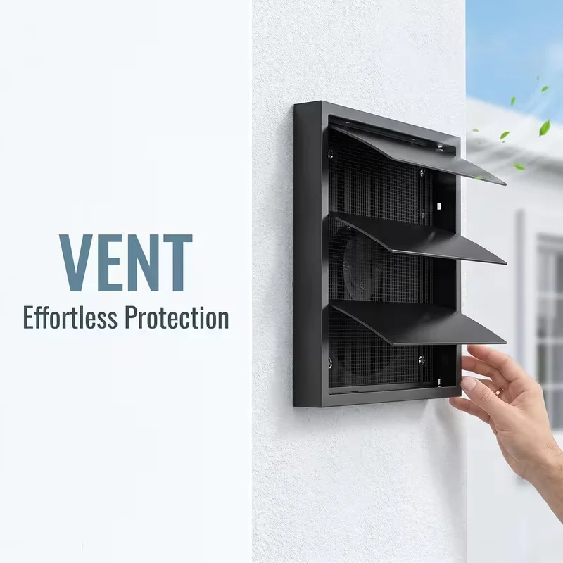 Vent Systems White Vent Cover Grille With Screen One-Directional Exhaust Vent Cover Plastic Louvered Dryer Duct Vent Cover