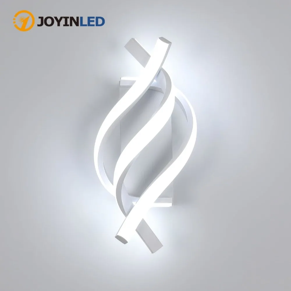 

LED Wall Lamp Curved Design Spiral LED Wall Lamp Tricolor Living Room Background Light Minimalist Modern for Home Study Room