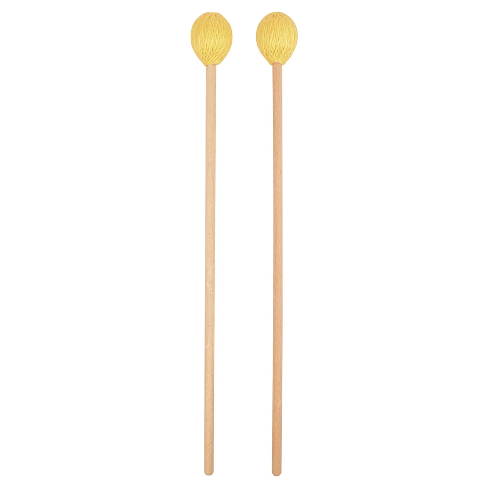 

1 Pair Marimba Mallets Middle Stick Yellow Xylophone Mallet Drum Sticks Maple Handle Percussion Instrument Accessories Mallet