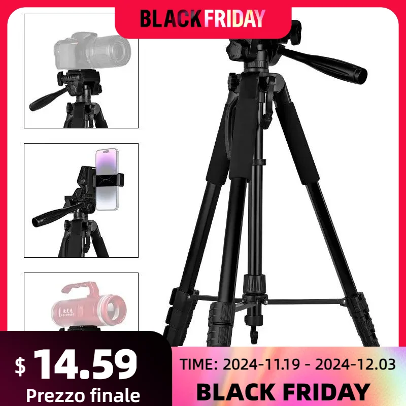 F180 Professional Tripod 180cm Phone HolderMultifunction Outdoor Portable Tripod for Live Streaming Photography Shooting Tripod