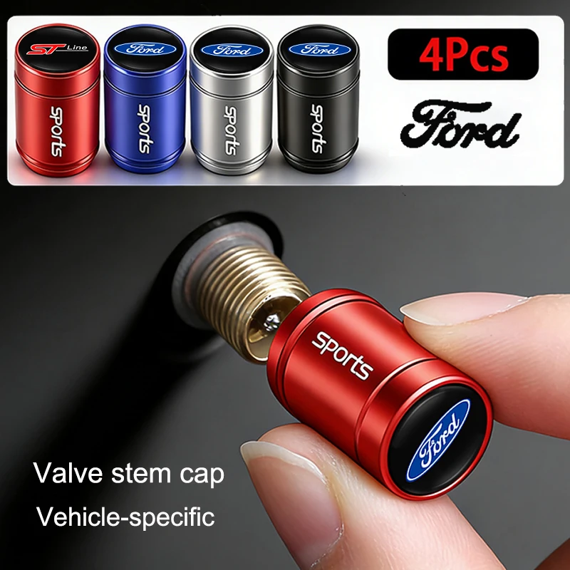 4 Uds. Tapas de válvula de neumático de rueda de coche, vástago de llanta, cubiertas a prueba de polvo para Ford ST Line Focus Mustang Fiesta Puma Ranger Kuga MK7 MAX F15