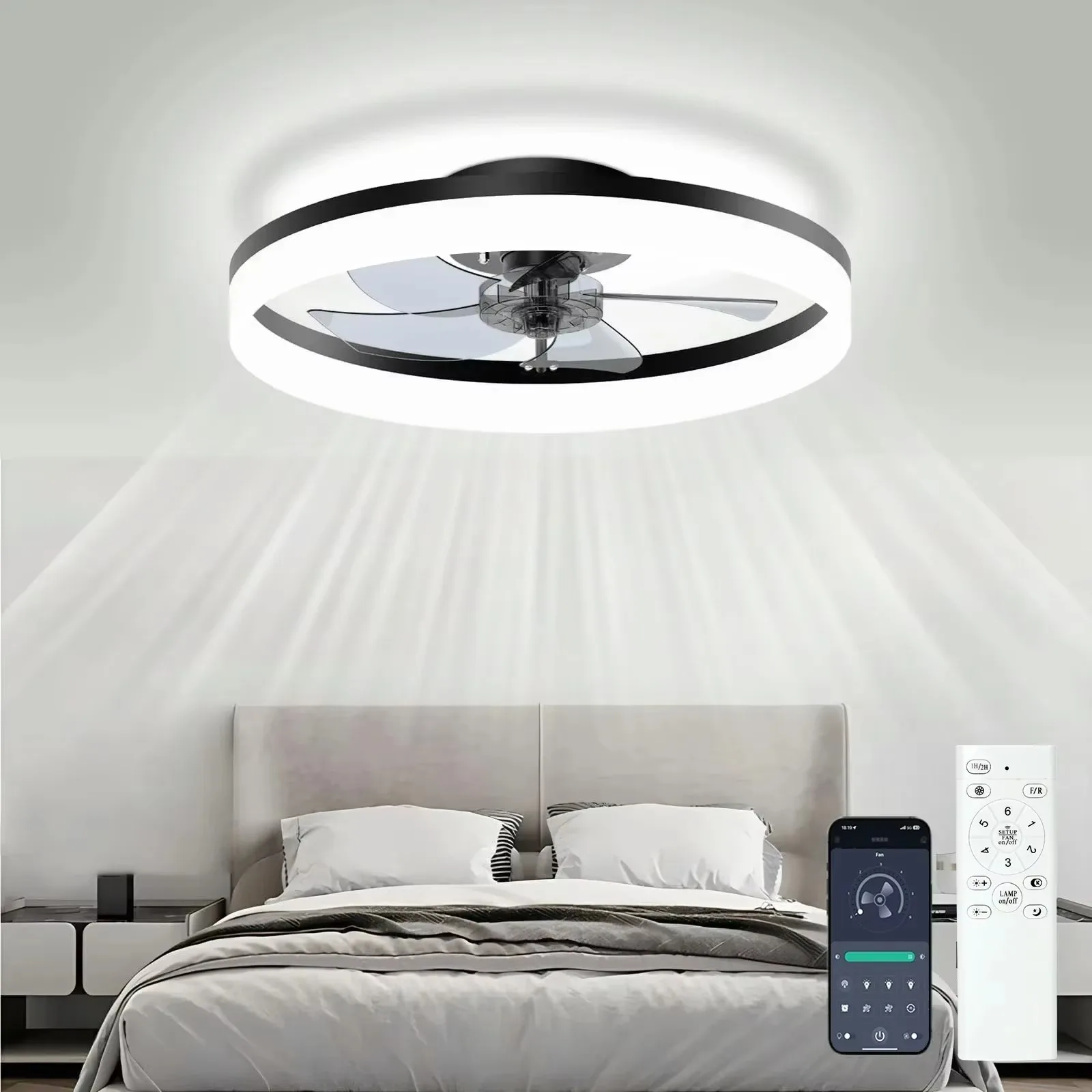 Simple LED Ceiling Fan Light Remote Control With Infinite Dimming 6 Levels Of Wind Speed Living Room Bedroom Chandelier Fan