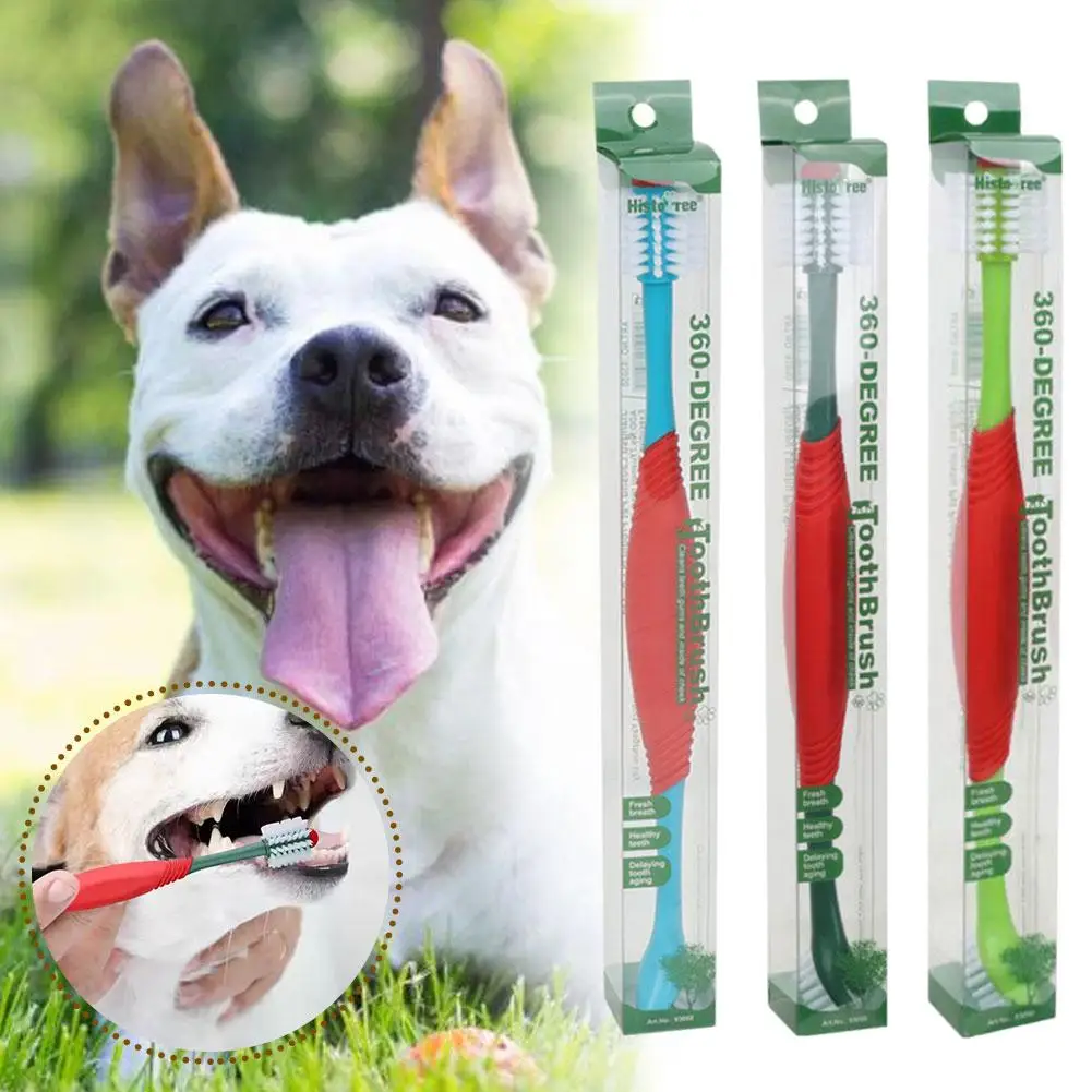 Double Head Pet Toothbrush Cat Dog Pet Cleaning Toothbrush Pet Safe Maintain Food Soft H Grade Oral Non-irritating Material O8E2