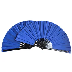 Tai Chi Fan 34cm Bamboo Chinese Kung Fu Fans High Quality Martial Arts Fan Two Hands Fans Pure Dark Blue Wushu Fitness