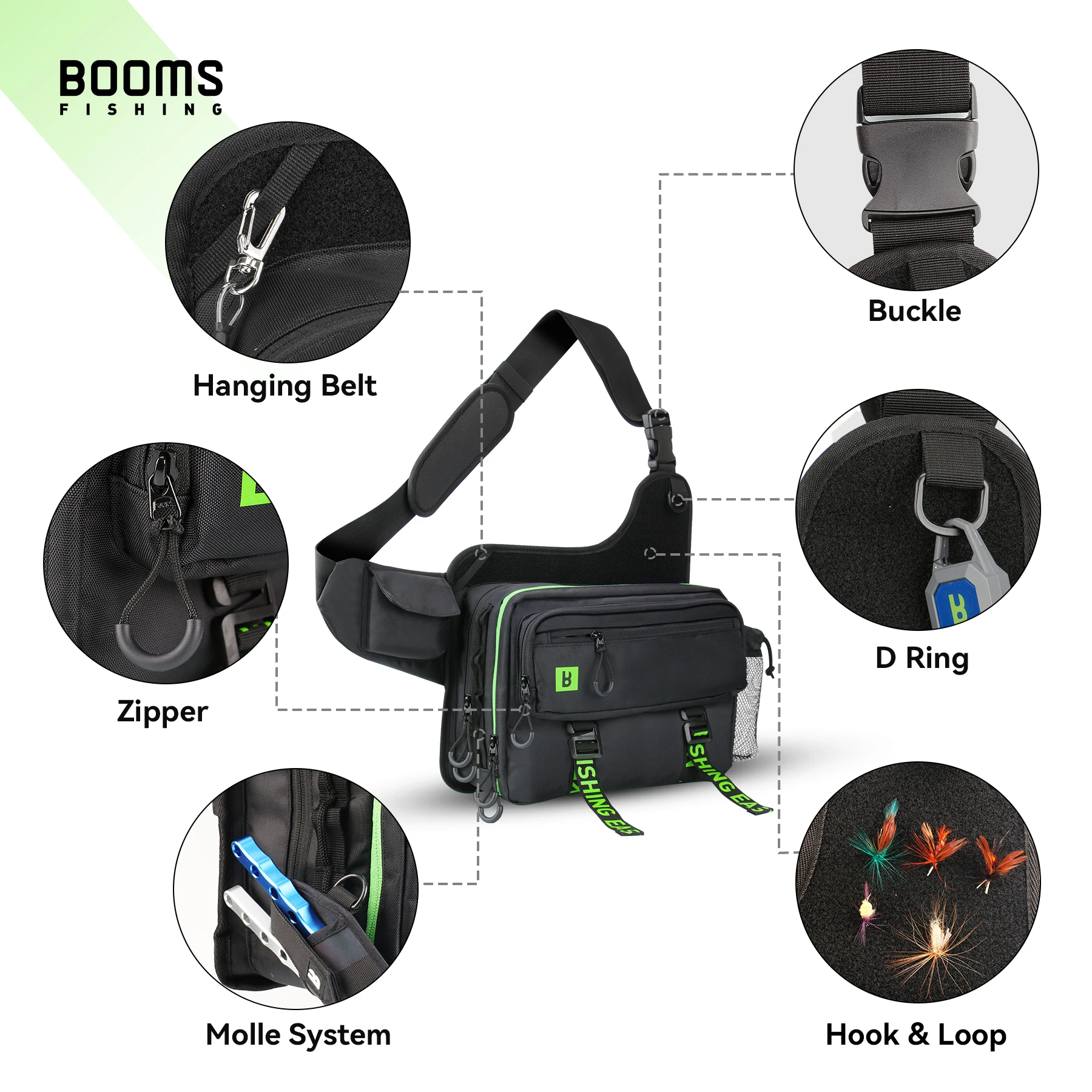 Booms Fishing IB1 Angeltasche, hohe Kapazität, Tackle-Aufbewahrungstaschen, großer Meer-Süßwasser-Rucksack, Karpfenangeln, professionelle Geräte – Detail 6