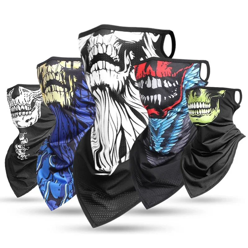 Windproof Cycling Neck Face Cover for Men Women Multifunctional Tube Bandana Earloops Skull Face Bandana Breathable Anti-UV Mask