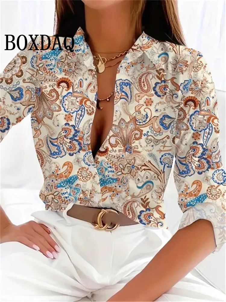 2024 Luipaard Print Patroon Revers Knop Vrouwen Shirt 3D Gedrukt Casual Mode Lange Mouw Knop Shirts Nieuwe Lente Kleding top