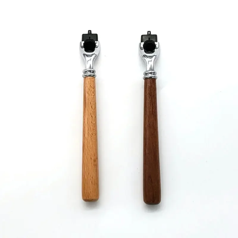 

Men 's Wood long handle Manual Razor Replaceable Razor Blade Holder