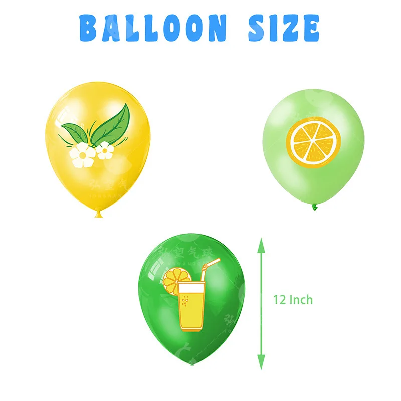 Lemon Fruit Theme Party Decoration, Birthday Party Decoration,Lemon Juice,Lemon Balloon Set, 12in, 12PCs