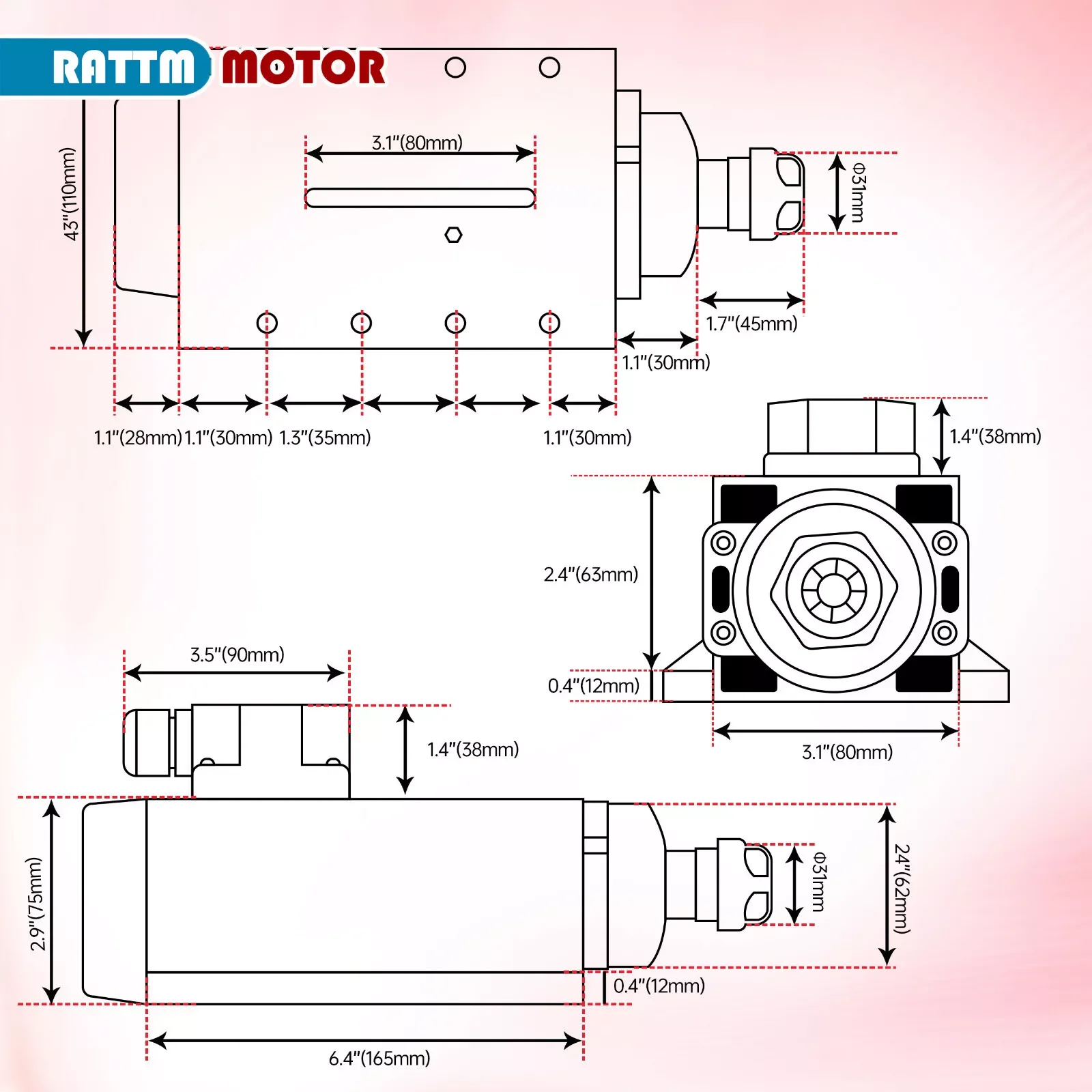 النقش باستخدام الحاسب الآلي 2.2kw ER20 نوع مربع محرك المغزل المبرد بالهواء 4 محامل كروية دقة 0.01 مللي متر و 2.2KW العاكس VFD 1000 هرتز 220 فولت #5