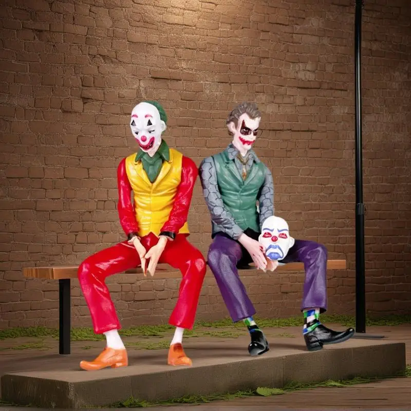 1 قطعة مهرج هيث ليدجر على غرار الجلوس دمية النحت 10 سنتيمتر ، سقف الزينة سيارة الشكل الذيل وسقف قلادة نموذج تحصيل لعبة