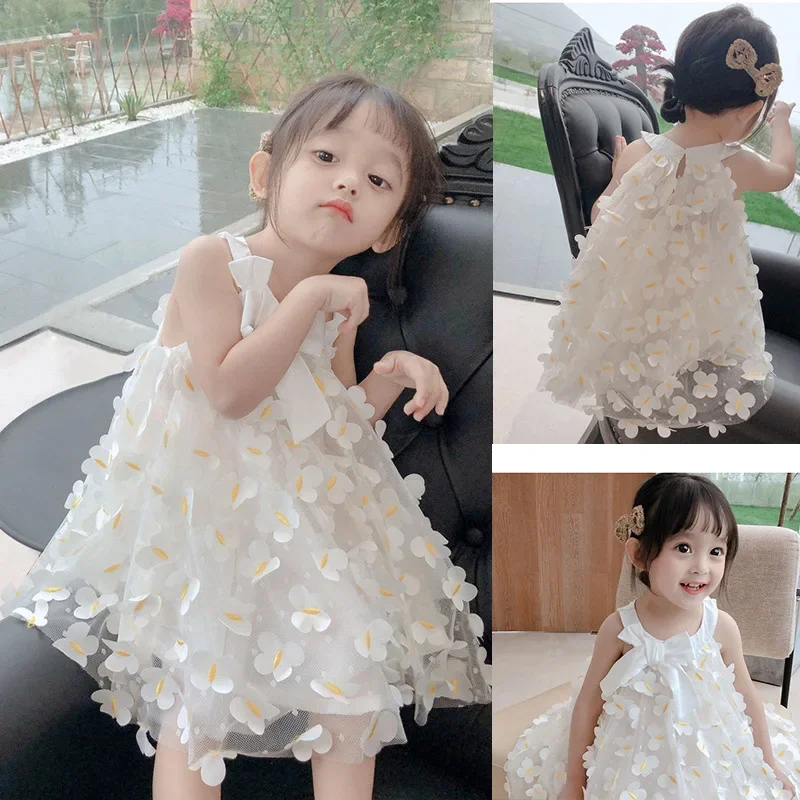 Summer Baby Girls Tulle Dress Kid Birthday Party Dress Sleeveless Sling Toddler Girl Casual Clothing Princess Dress Girl Dresses