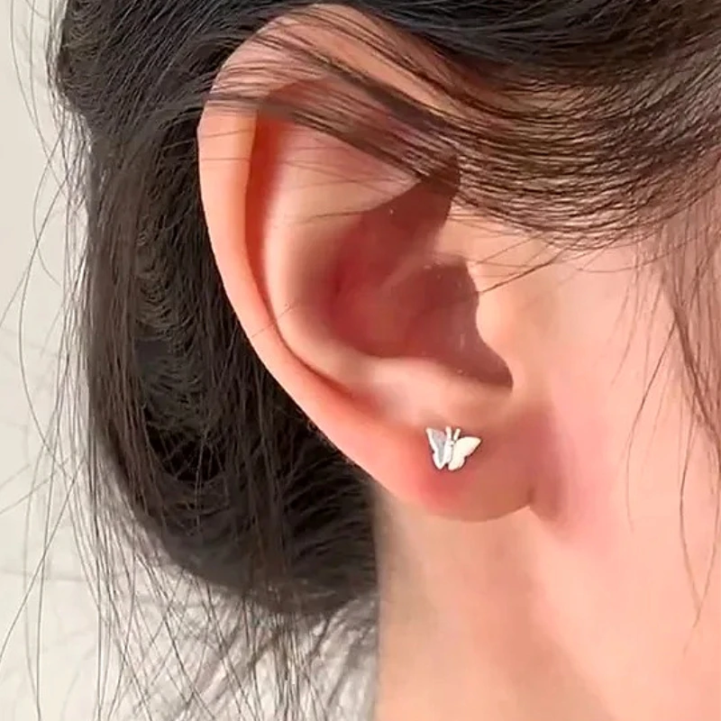 

Tibetan Silver Charming Korean Simple Butterfly Earring for Women Fashion Jewelry High Luxury Vintage Accessories