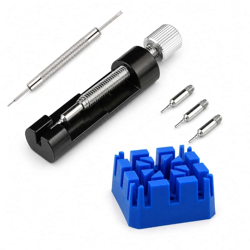 6pcs/Set Watch Strap Adjustment Tools Link Remover Device Watch Case Holder Spring Bar Pin Remover Watch Repair Tool Kit