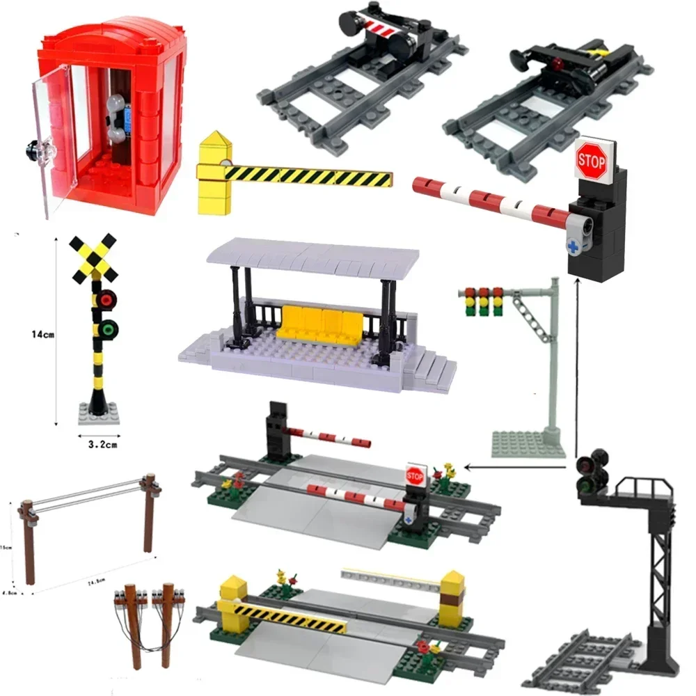 MOC-Flexível Reta e Curvo Train Track, Cidade Train Tracks, Interruptor Soft Rail, DIY Building Block Modelos, Trem Técnico Peças Tijolos