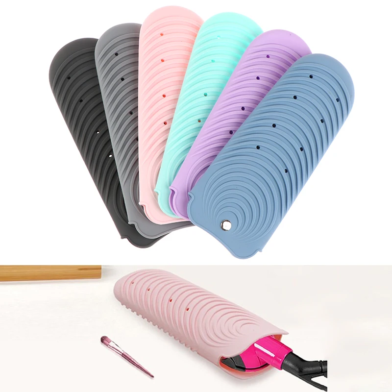 Hair Styling Tool For Curling Iron Hair Straightener Multi-function Non-slip Flat Iron Silicone Heat Resistant Travel Mat Pouch